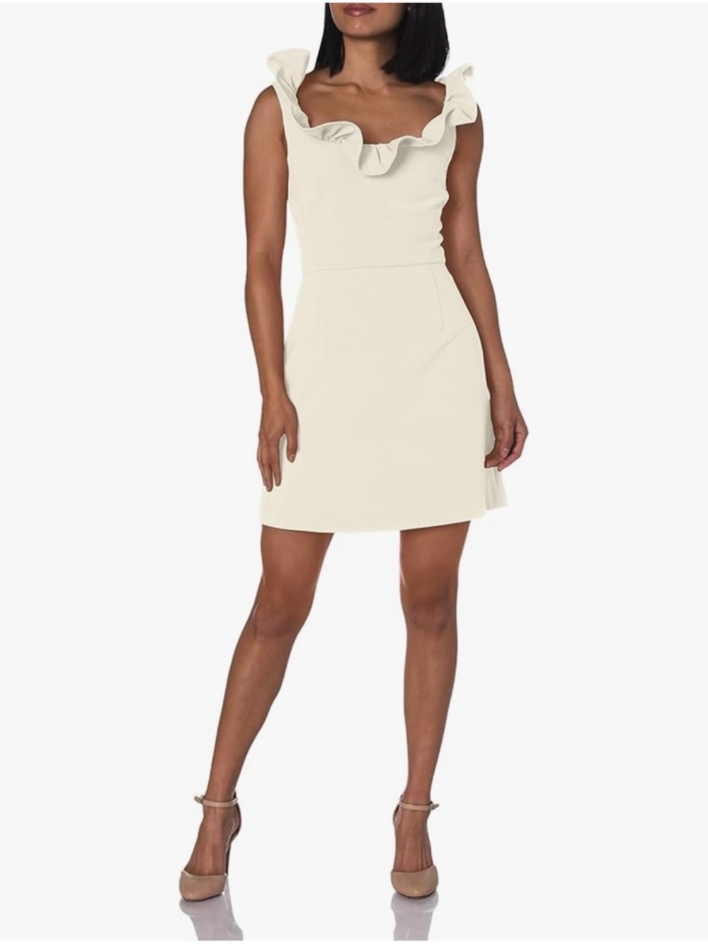 French Connection Off-Shoulder White Bridal Ruffle Mini Dress, Size 6 - Picture 3 of 6